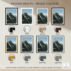 Cadair Idris framed mountain print in various frame colours, wall art decor options