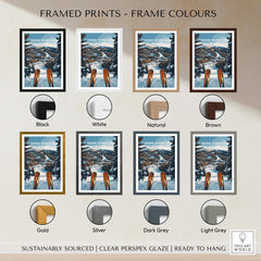 Framed Copper Mountain Ski Print options in various colors including black, white, natural, brown, gold, silver, dark grey, and light grey.