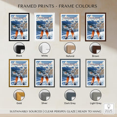 Copper Mountain Ski Poster – Winter Ski Village & Snowy Mountain Art framed prints in various frame colors.