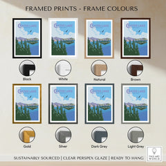 Crater Lake National Park art print with eight frame color options, travel wall decor