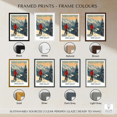 Framed prints of Deer Valley Poster Utah in various frame colors including black, white, natural, brown, gold, silver, dark grey, light grey.
