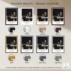 Framed prints of Edward Hopper Automat 1927 in various frame colors including black, white, natural, and brown.