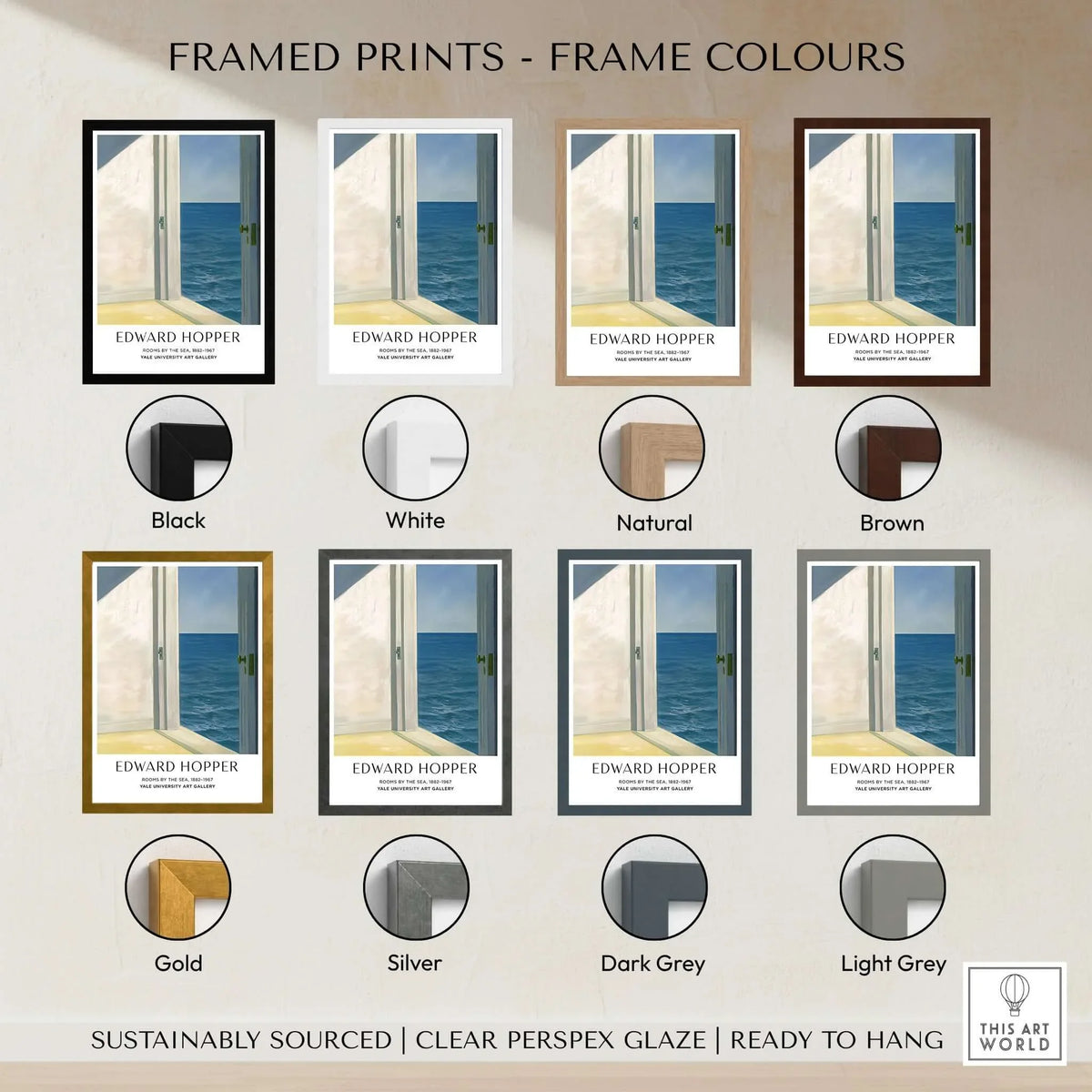 Framed Edward Hopper Rooms by the Sea 1951 Yale University Art Print Poster in various frame colors