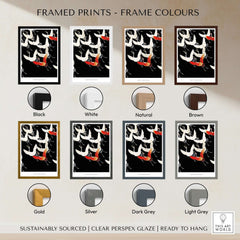 Framed Prints Frame Colours options for Exhibition Art Print Myriad of Flying Cranes Japanese Bird Pattern Poster Wall Art.