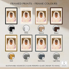 Frida Kahlo Diego on My Mind Tehuana Self Portrait Poster Art Print in various frame colors including black, white, natural, brown, gold, silver, dark grey, light grey.