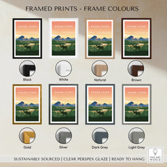 Grand Teton National Park framed wall art print with moose, available in eight frame colors.