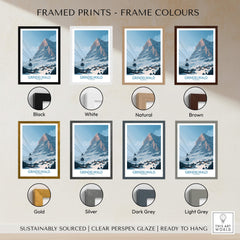 Grindelwald Switzerland Poster | Snowy Alps Mountain Scene Canvas Print framed in various colors