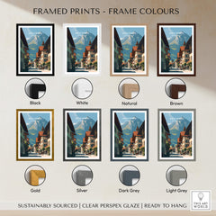Gruyères Switzerland Wall Art Print | Medieval Village Street Travel Poster framed print color options