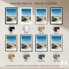 Framed Prints in various colors for Holkham Beach Norfolk Poster | Serene Coastal Landscape Canvas Print.