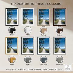 Honeymoon Island Wall Art Print | Florida Travel Poster available in various frame colors including black, white, natural, and brown.