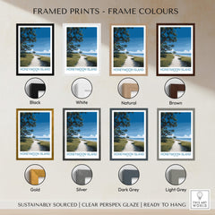 Honeymoon Island Florida Poster | Gulf Coast Landscape Canvas Print framed in various colors options including black, white, brown, and gold.