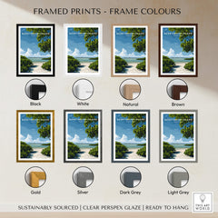 Honeymoon Island Florida Travel Poster | Mangrove Coast Wall Art Print framed in various colors including black, white, and natural.