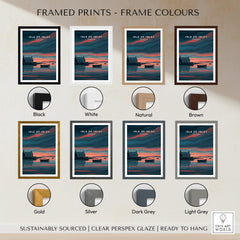 Isle of Islay Scotland Travel Posters | Highland Coastal House Wall Art Print framed in various color options.