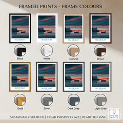 Framed Isle of Islay Scotland Posters | Scottish Hebrides Seascape Canvas Print in various frame colors.