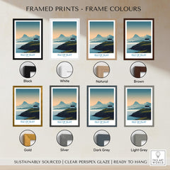 Isle of Islay Scotland Canvas & Art Print framed options in various colors including black, white, brown, and more.