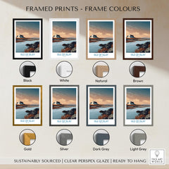 Isle of Islay Scotland Canvas Print | Hebrides Sunset Landscape Posters framed print color options including black, white, natural, and brown.