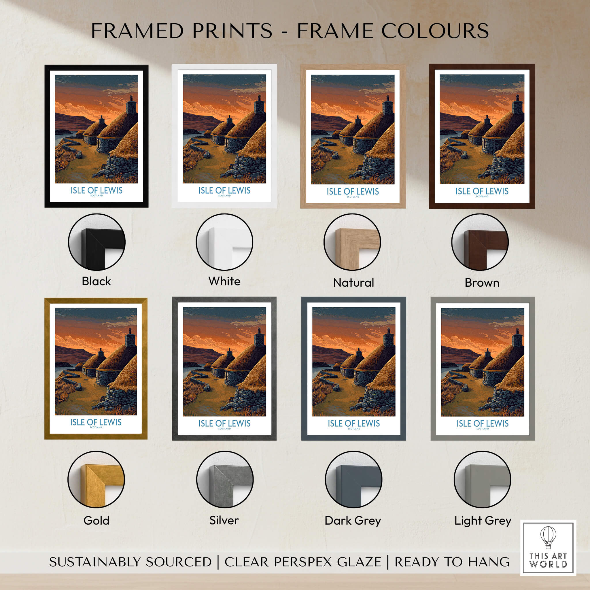 Isle of Lewis Scotland Canvas Print | Outer Hebrides Norse Mill Poster framed print color options display