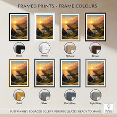 Isle of Skye Art Print framed in various colors including black, white, natural, brown, gold, silver, dark grey, and light grey.