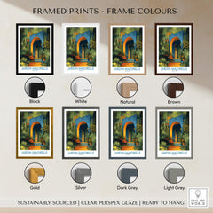 Jardim Majorelle Marrakesh Posters | Canvas Print framed in various color options including black, white, natural, and brown.