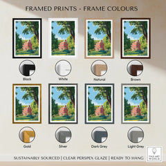 Framed wall art print of Kew Palace with eight frame color options including black, white, natural, brown, gold, silver, dark grey, and light grey.