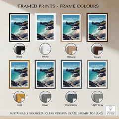 Kynance Cove Cornwall Wall Art Print | British Coastline Landscape Travel Poster with framed colour options