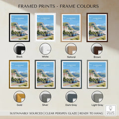 Llandudno travel art print in eight frame color options, depicting scenic coastal landscape.