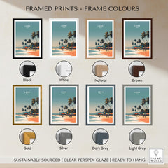 Lome Togo Poster Print Africa displayed in various frame colors including black, white, natural, brown, gold, silver, dark grey, light grey.