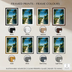 Lovers Key Florida Wall Art Print | State Park Beach Travel Poster framed in various colors including black, white, brown, and natural.