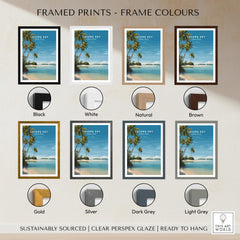 Lovers Key Wall Art Print | Paradise Island Scenery Florida Travel Poster framed in various colors including black, white, and natural.