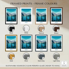 Banff National Park art print in eight frame color options, mountain landscape wall art
