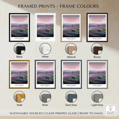 New Forest travel art print with eight frame color options, ideal for home decor.