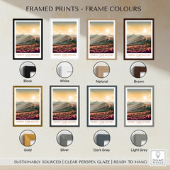 North York Moors travel poster print in eight frame color options, landscape wall art