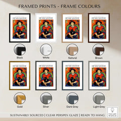 Matisse Art Prints - Woman with Black Cat Interior Poster shown with various frame colors options, including Black, White, Natural, and more.