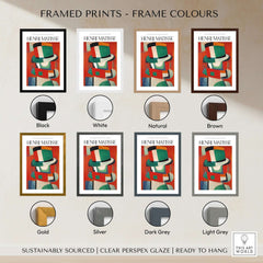 Matisse Art Prints - Abstract Figure with Hat Poster framed in various colors including black, white, natural, brown, gold, silver, dark grey, light grey.