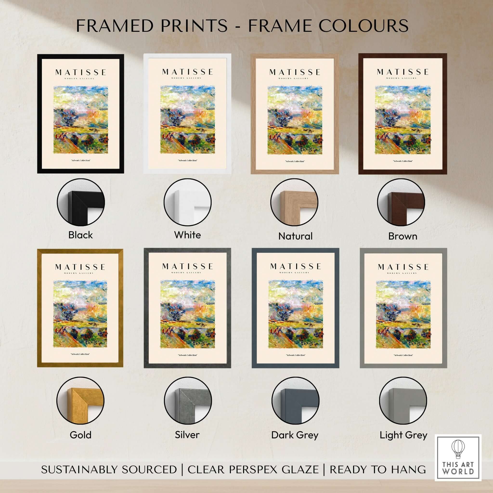 Matisse Art Prints - Abstract Painterly Landscape Bridge Poster framed in various color options including black, white, and more.