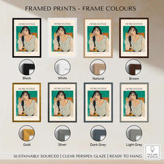 Matisse Poster - Laurette with a White Blouse 1917 Art Print framed in various colors including black, white, brown, and gold.