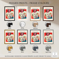 Framed Prints - Frame Colours showcasing Matisse Poster - La Blouse Roumaine 1940 in various frames.