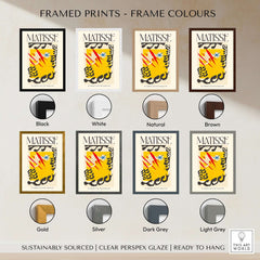 Matisse Nightmare of the White Elephant 1947 Abstract Art Print framed options in various colors including black, white, and gold.