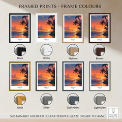Maui Hawaii Poster | Vibrant Island Coastline Scene Canvas Print framed print colour options display.