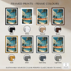Maui Wall Art Print | Hawaii Evening Coastal Landscape Travel Poster in various frame colors: Black, White, Natural, Brown, Gold, Silver, Dark Grey, Light Grey.