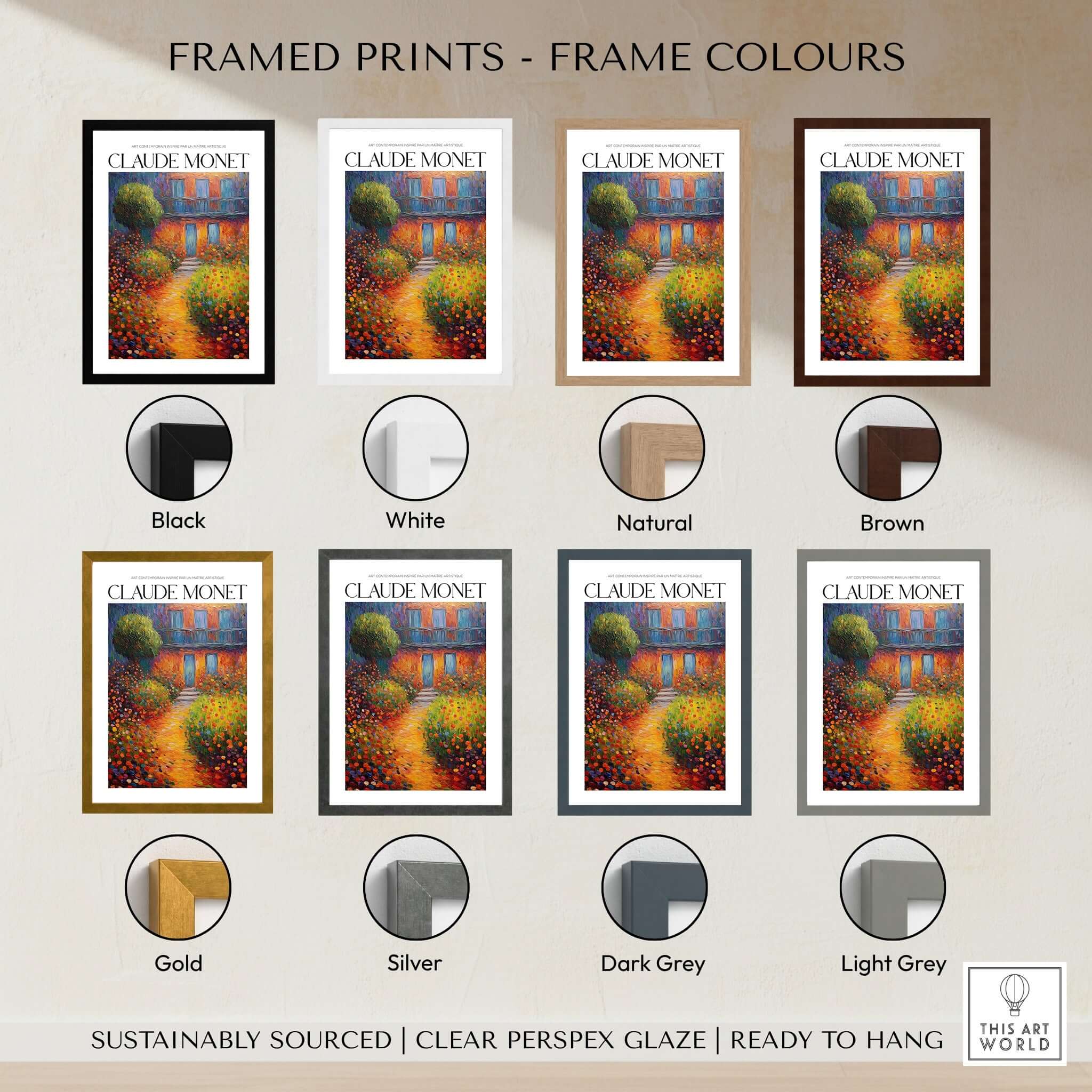 Claude Monet Poster Print - Wall Art for Room Decor - Impressionist Exhibition Print in various framed colours