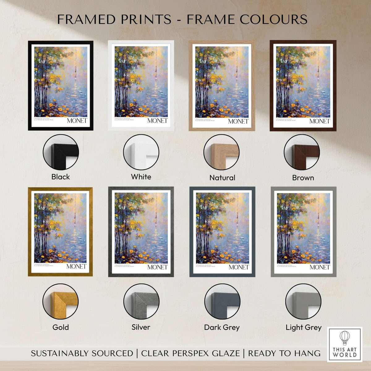 Framed Prints - Frame Colours for Claude Monet Art Print - Impressionist Wall Art Poster - Monet Framed Print options.