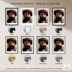Claude Monet Self Portrait Wall Art - Impressionist Poster Print framed options in various colors