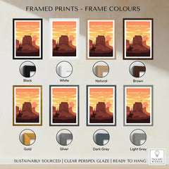 Monument Valley Arizona framed print art in eight frame color options for wall decor