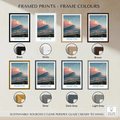 Mount Etna framed print poster in eight frame color options with mountain wall art