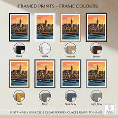 Nijmegen travel poster wall art in eight frame color options: black, white, natural, brown, gold, silver, dark grey, light grey.