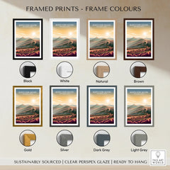 North York Moors travel poster print in eight frame color options, wall art decor