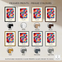 Paul Klee L univers De Klee Colorful Squares Abstract Grid Poster Art Print framed in various colors.