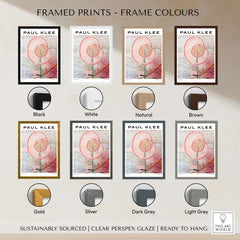 Framed prints showcasing frame colours for Paul Klee Blossoming Abstract Floral Modern Poster Art Print Decor.