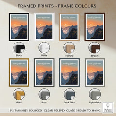 Pico do Arieiro mountain landscape art print in eight frame color options, sunset view